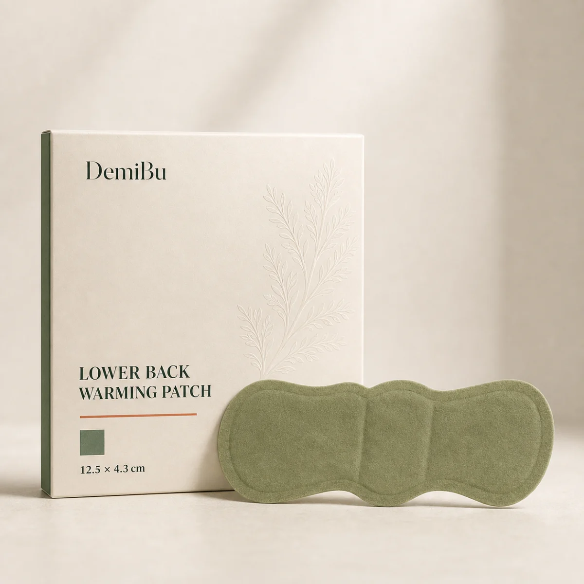 OEM Lower-Back Warming Patches shown as a private-label packaging illustration