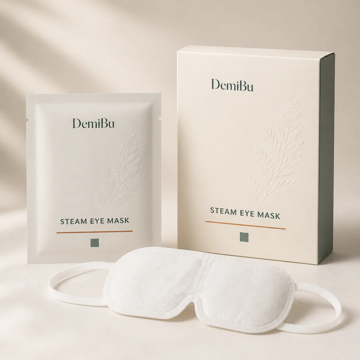Private-Label Steam Eye Masks shown as a private-label packaging illustration