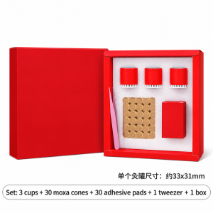 Reusable Mini Moxibustion Cup Set — 3-Cup Red Kit with Tweezers source-backed reference