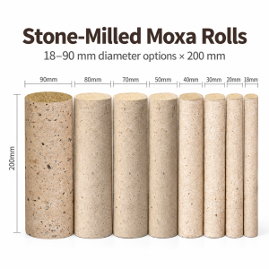 Stone-Milled Moxa Rolls — 18–40 × 200 mm Listed Options source-backed reference