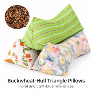 Buckwheat-Hull Triangle Pillow — Two Fabric Options source-backed reference