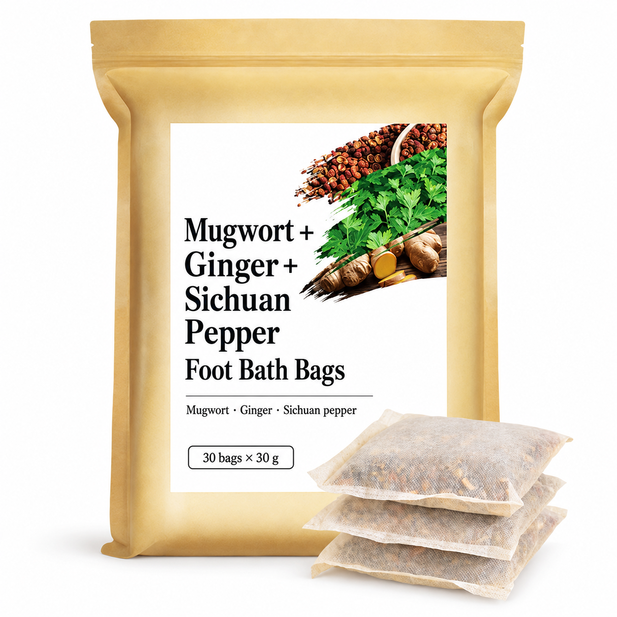 Mugwort, Ginger and Sichuan Pepper Foot Bath Bags — 30 g × 30 source-backed reference