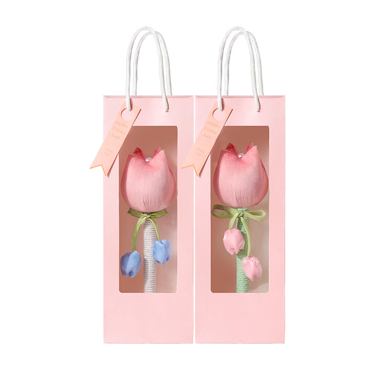 Two tulip mugwort hammers in pink window gift bags