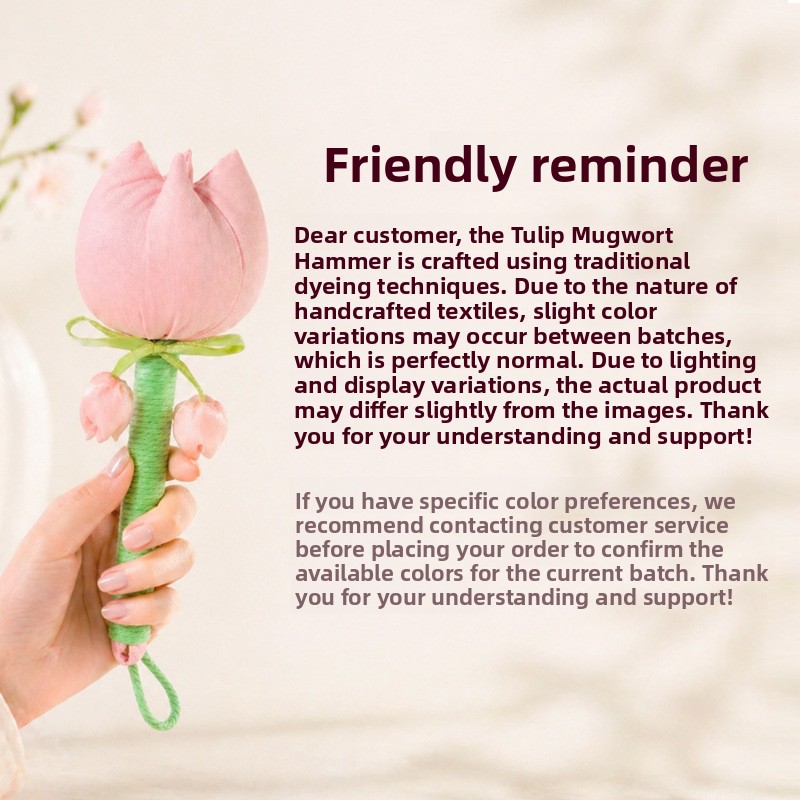Friendly reminder panel with tulip hammer