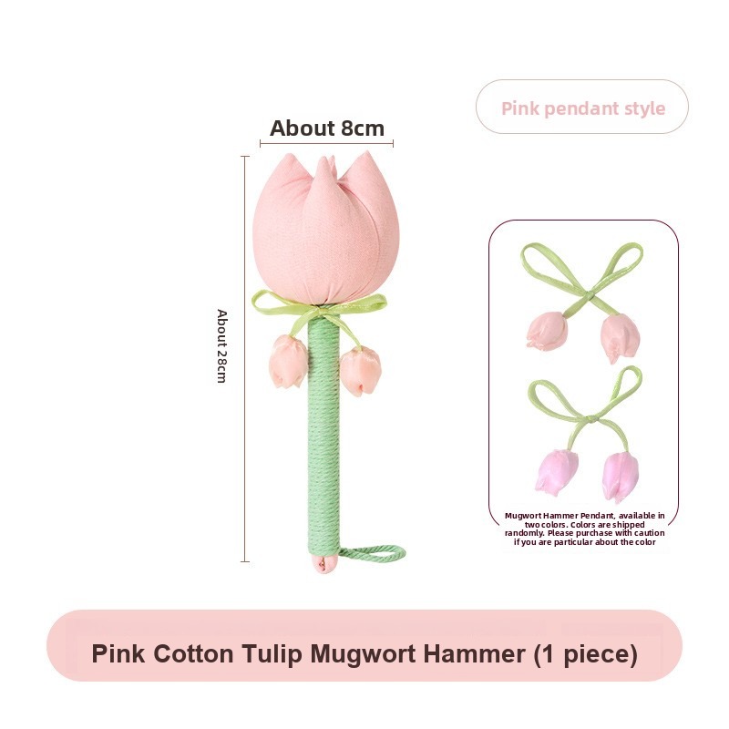 Cotton tulip mugwort hammer with pink pendant and size marks