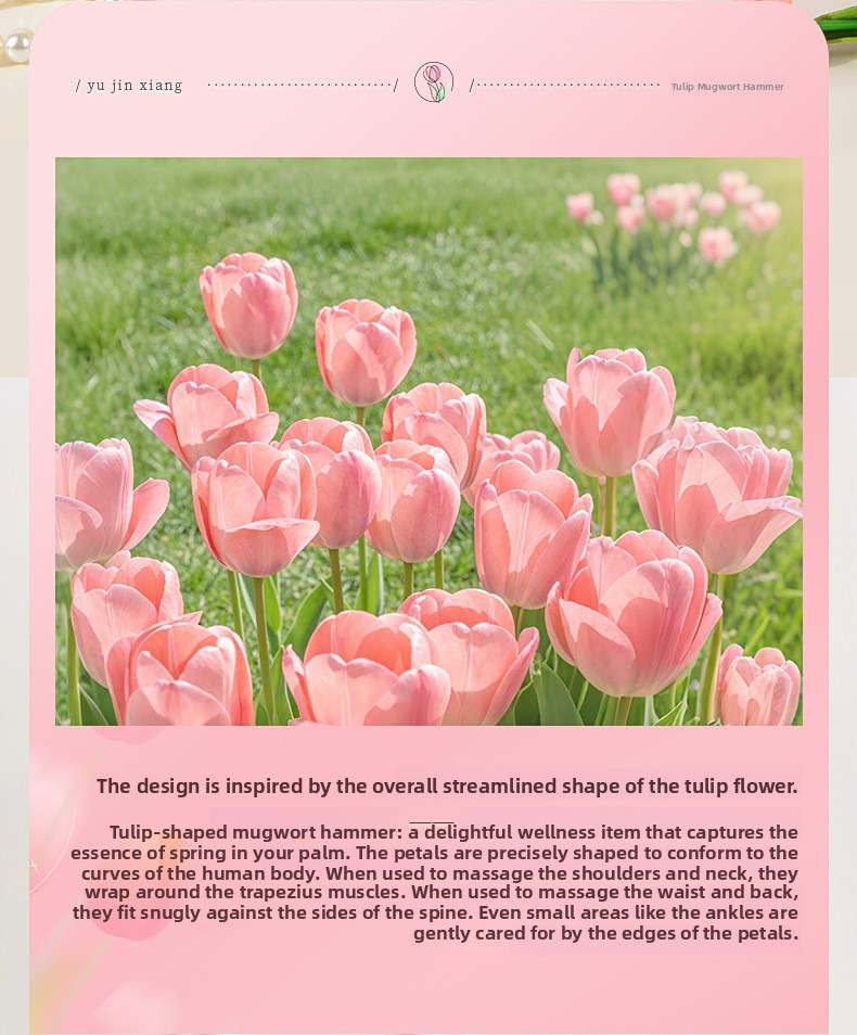 Tulip field photo with design description