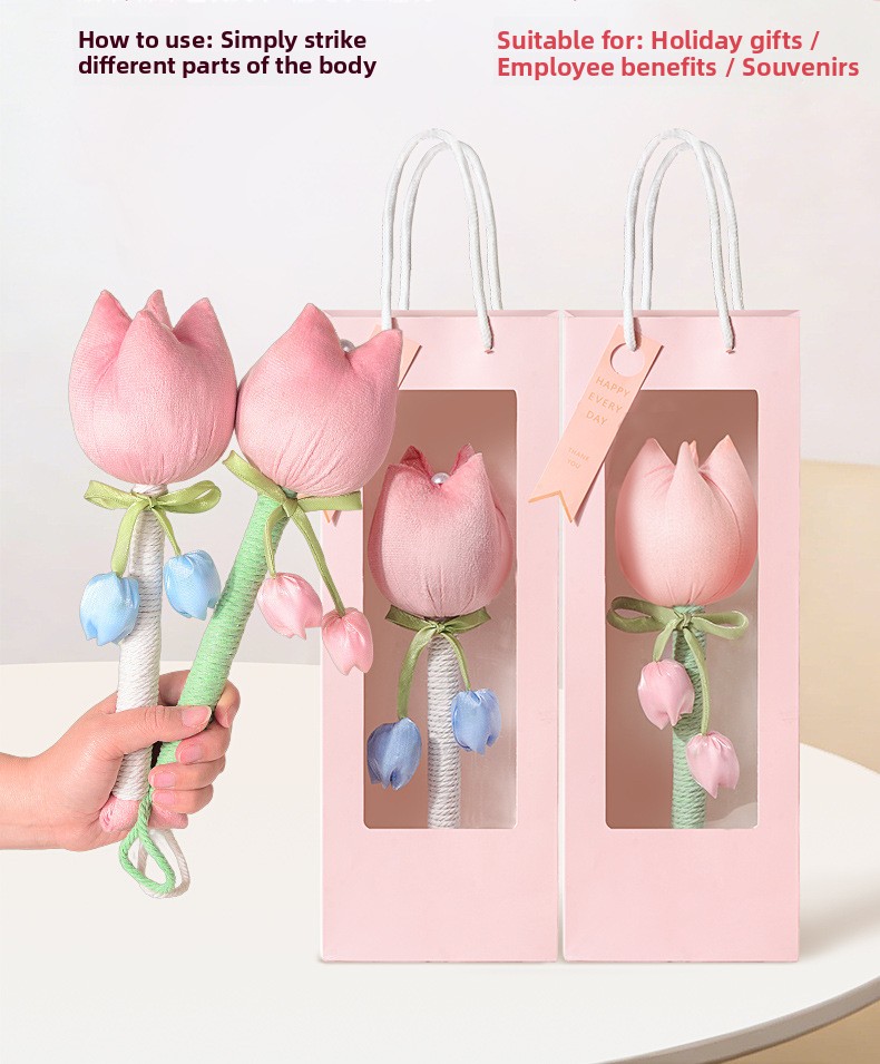 Tulip hammers held beside gift bags