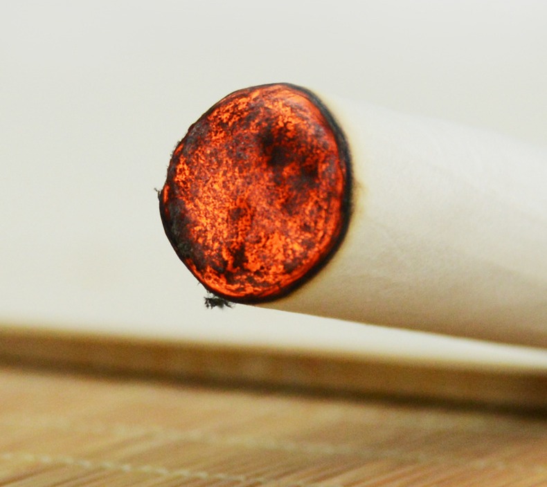 The lit end of a roll (manufacturer detail photo).