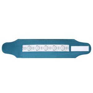 Original seller product photograph: blue wrap with hook-and-loop fastening and floral band.