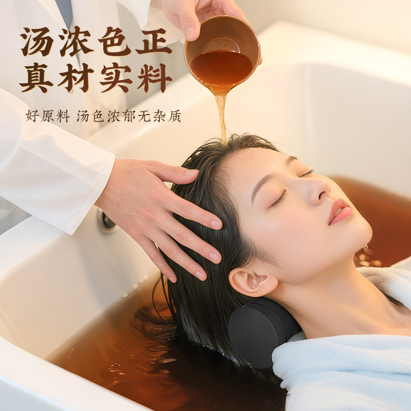Original seller scalp-rinse service scene and liquid texture