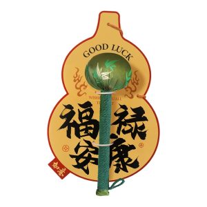 Original seller reference: green wrapped-handle mugwort hammer mounted on a gourd-shaped Good Luck backing card.
