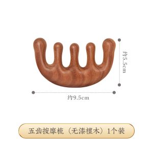Unlacquered Five-Tooth Wooden Massage Comb source-backed reference