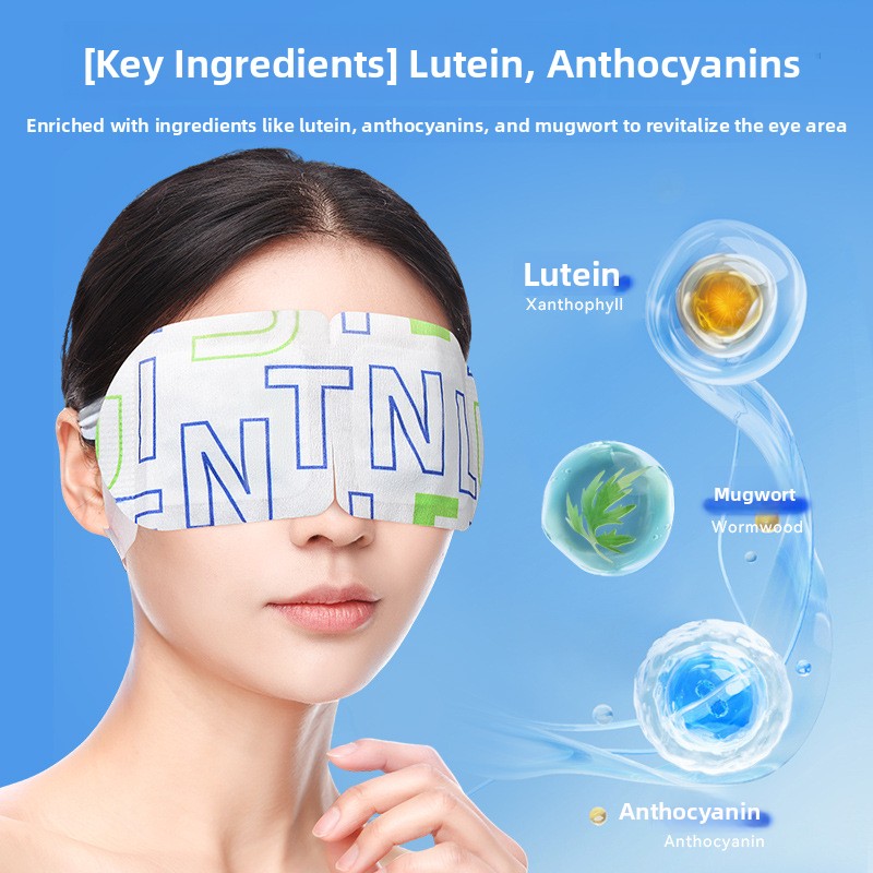 Woman wearing the mask with ingredient bubbles