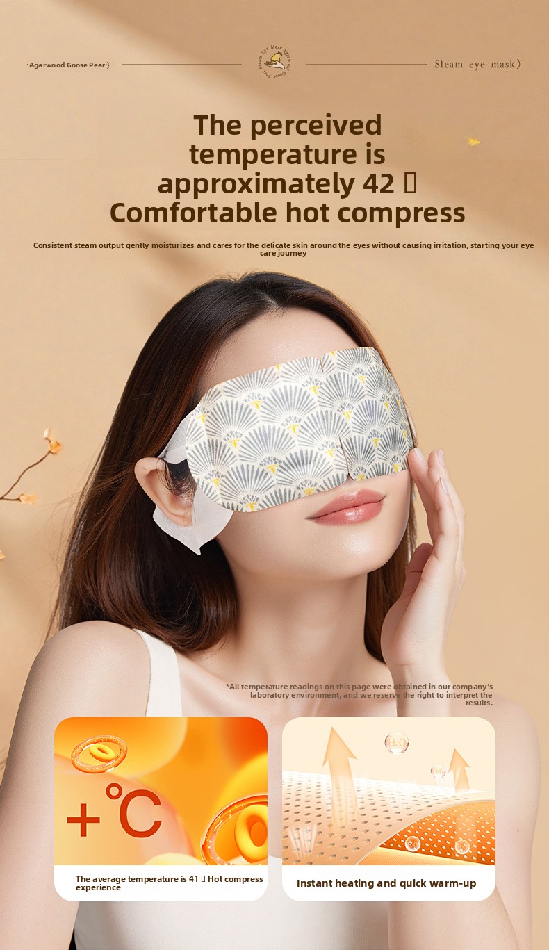 Woman holding the eye mask with temperature icons