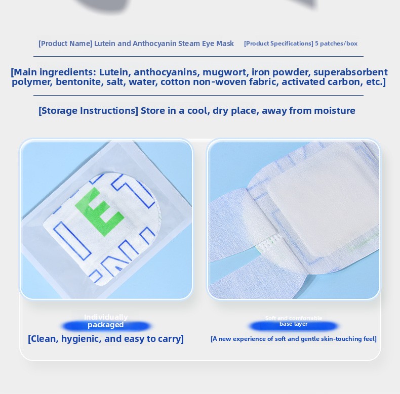 Product information card above packaging photos