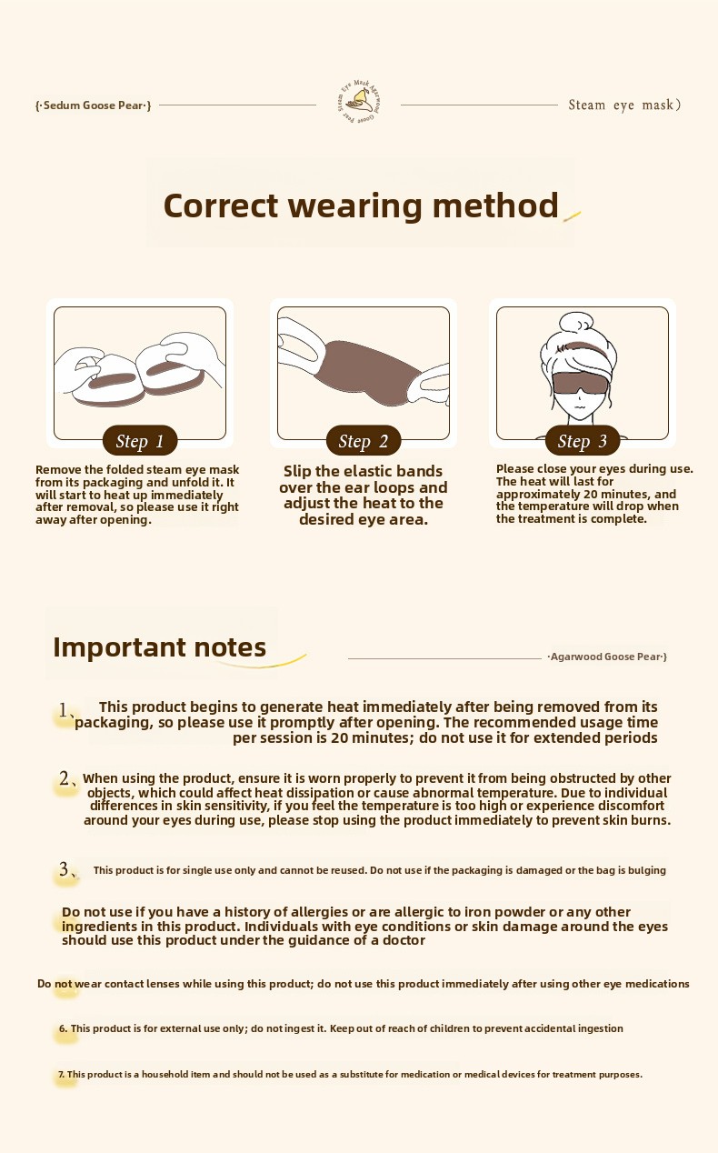 Wearing steps and important notes