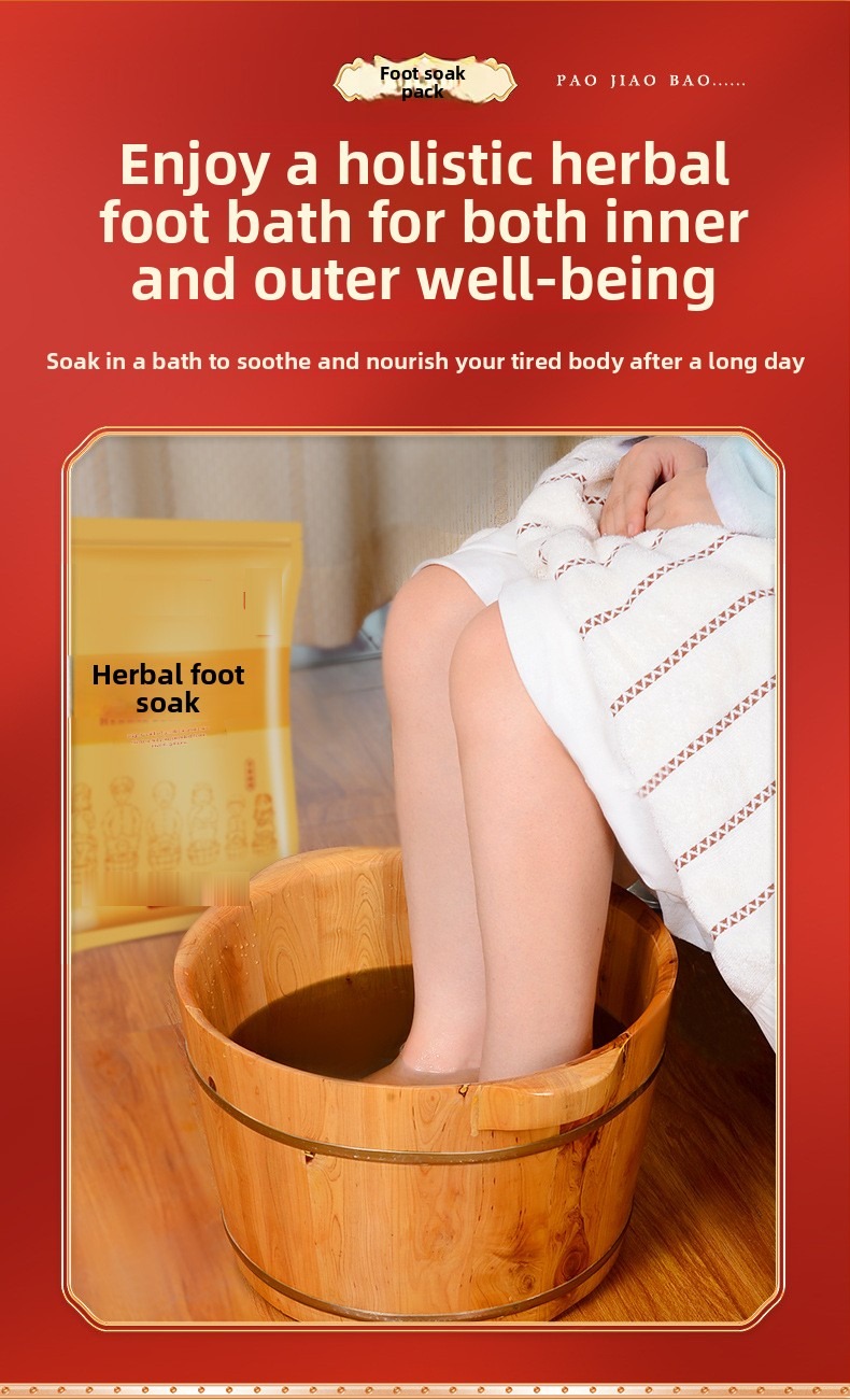 Feet soaking in a wooden basin