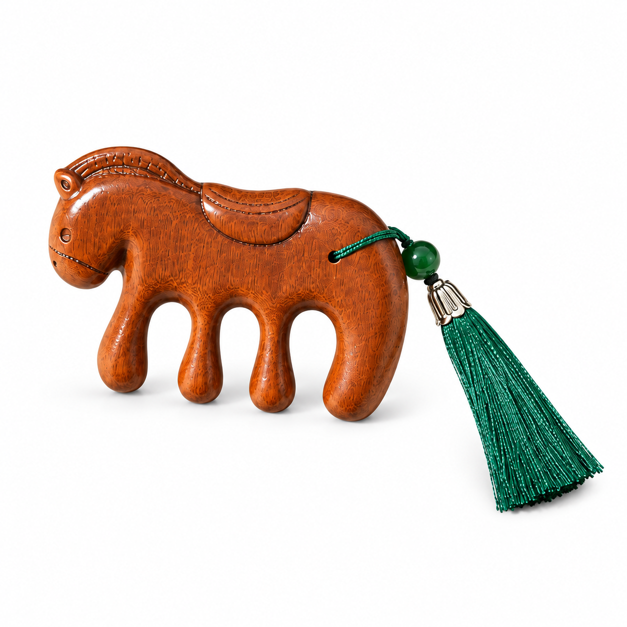 Sandalwood Horse Scalp Massage Comb with Tassel — DemiBu product imagery